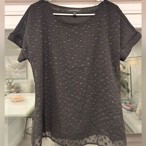Banana Republic Black Sheer Dot Top (Size S)
